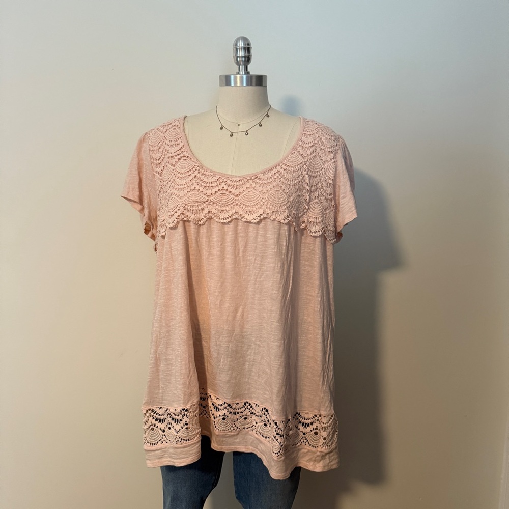 Pink Lace Trim Tshirt